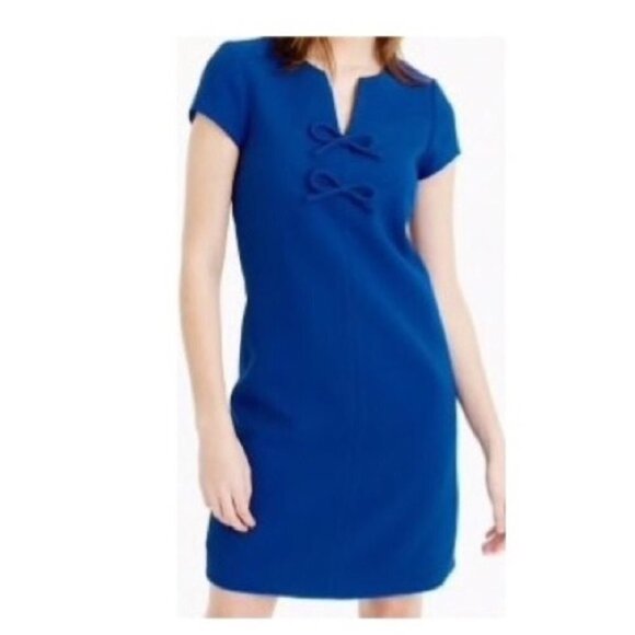 J Crew Presentation Bow Shift Dress | Cobalt Size 6 Royal Blue - Picture 3 of 5